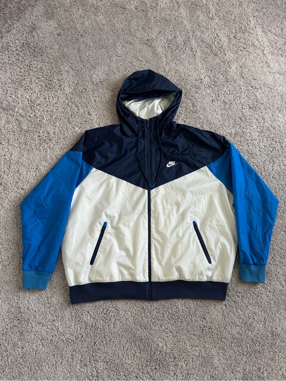 Nike Mens Sportswear Windrunner Jacket Blue White Size XL